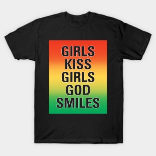 Vintage Girls Kiss Girls God Smiles Rainbow Aesthetic Streetwear T-Shirt